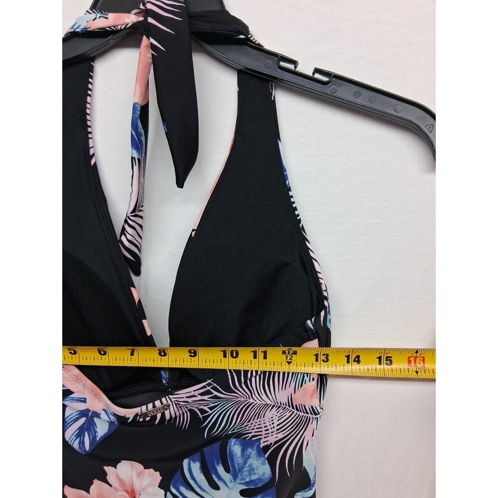 DKNY Women S One Piece Tummy Control Swimsuit Black Floral Resortwear Beach - Picture 6 of 9